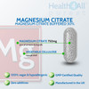 Magnesium Citrate 750mg 90 Capsules (V) (225mg Elemental Magnesium) Purest: no additives. Vegan. Made in The UK by Health4All