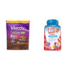 Viactiv Calcium Plus Vitamin D Supplement Soft Chews Brown Milk Chocolate 180 Count & Vitafusion Fiber Well Sugar Fiber Supplement Peach Strawberry And Blackberry Flavored