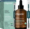 Cliganic Organic Castor Oil 100% Pure (1Oz Glass Bottle With Eyelash Kit) - For Eyelashes Eyebrows Hair & Skin (Packaging May Vary)