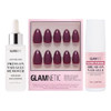 Glamnetic Press-On Nails - Merlot  Super Strong Brush On Nail Glue & Press-On Nail Remover  Matte Short Almond Dark Red Nails With Glossy French Tips  15 Sizes - 30 Nail Kit With Glue And Remover