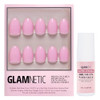 Glamnetic Press On Nails & Brush On Nail Glue Bundle - Think Pink  Solid Opaque Light Pastel Pink Short Oval Nails Reusable  15 Sizes - 30 Nail Kit