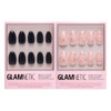 Glamnetic Press-On Nails Bundle - Boba & Astro  Opaque Black Short Almond Nails  Glossy Short Almond Semi-Transparent Fake Nails With 3D Metallic Silver Swirls  Reusable Nail Kits