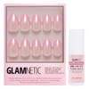 Glamnetic Press On Nails & Brush On Nail Glue Bundle - Bubble Gum Glaze  Short Almond Pink French Tip Nails With A Glazed Finish  15 Sizes - 30 Nail Kit With Glue
