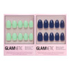 Glamnetic Press-On Nails Bundle - Mint Green & Midnight Blue  Pastel Green Short Oval Fake Nails  Dark Navy Blue Short Almond False Nails  Reusable Salon-Quality Nail Kits