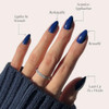 Glamnetic Press On Nails & Brush On Nail Glue Bundle - Midnight Blue  Dark Navy Blue Short Almond False Nails Reusable  15 Sizes - 30 Nail Kit With Glue
