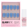 Glamnetic Press On Nails & Brush On Nail Glue Bundle - Cashmere Blue  Opaque Soft Blue Short Squoval False Nails Reusable  15 Sizes - 30 Nail Kit With Glue