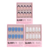 Glamnetic Press-On Nails Bundle - Cashmere Blue Hailey & Caviar  Opaque Soft Blue Squoval False Nails  Glazed Almond Fake Nails  Almond Black French Tips