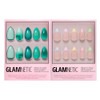 Glamnetic Press-On Nails Bundle - Siren Green & Confetti  Short Almond Aquamarine Fake Nails With Tropical Flowers  Glossy Short Almond Pastel French Tip Nails  Reusable Salon-Quality Nail Kits