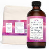 Heritage Store Castor Oil & Ginger And Cotton Flannel - Castor Oil Pack Wrap Bundle - Wellness Heat Compress With Cold Pressed Organic Castor Oil Ginger Root Oil - 60-Day  8Oz / 13X15 In