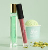 Huda Beauty Kayali Yum  Set - Pistachio Gelato  33 Eau De Parfum Travel Size Spray (0.34 Fl Oz / 10 Ml) And Matte Liquid Lipstick In Shade Queen Of Sheba (0.14 Fl Oz / 4.2 Ml)