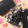 Maange Makeup Brushes 16Pcs Professional Foundation Powder Blush Contour Eyeshadows Double-End Makeup Brushes Set With Bag And  Box-Coffeebrown