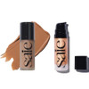 Saie Radiant Glow Duo - Dew Bronze Soft-Focus Liquid Bronzer In Sand (0.4 Oz) & Mini Glowy Super Gel Lightweight Illuminator In Sunglow (0.5 Oz) Hydrating Makeup Essentials For A Sun-Kissed Glow