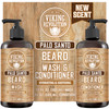 Viking Revolution Beard Wash & Beard Conditioner Set With Argan & Jojoba Oils - Softens And Strengthens - Natural Sandalwood Scent - Beard Shampoo With Beard Oil (17 Oz)