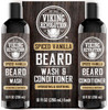 Viking Revolution Beard Wash And Beard Conditioner For Men With Argan Oil And Jojoba Oil - Beard Softener And Strengthener Beard Care Beard Shampoo And Conditioner With Beard Oil (5Oz Spiced Vanilla)