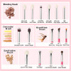 Jessup Professional Natural-Synthetic Eye Makeup Brushes Set 15Pcs T197 Bundled With Face Kabuki Makeup Brushes Set T517