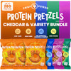 Crisp Power Cheddar & Variety Duo Protein Pretzel Snack Pack (6 Bags) “ Savory Cheddar & Variety Mix “ Up To 28G Protein Per Pack Low Carb Vegan Plantbased Keto Baked Savory Pretzel Bites