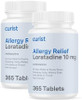 Curist Loratadine 10Mg 365 Count All Day Non Drowsy Allergy Medicine 24 Hour Antihistamine Tablets For Runny Nose Itchy Eyes & Sneezing Indoor & Outdoor Allergy Medicine For Adults