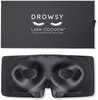 Drowsy Eyelash Protecting Silk Sleep Mask For Natural Lashes & Extensions. Deep Eye Cups Zero Pressure Total Blackout Full Wraparound (Midnight Blue)