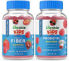 Lifeable Sugar Preciotic Fiber Kids + Probiotic + Prebiotic Fiber Kids Gummies Bundle Great Tasting Vitamin Supplement Gluten Gmo Chewable Gummy