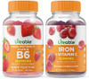 Lifeable Vitamin B6 + Iron With Vitamin C Gummies Bundle Great Tasting Vitamin Supplement Gluten Gmo Chewable