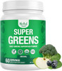 Nested Naturals Super Greens Daily Superfood Powder Usda Organic Green Powder W/20+ Whole Foods Spirulina Powder Wheat & Barley Grass Probiotics Fiber & Enzymes Original Flavor 60