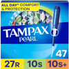Tampax Pearl Tampons For Women Multipack With Leakguard Braid Regular/Super/Super Plus Absorbency Unscented 47 Count