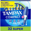 Tampax Compact Pearl Tampons With Leakguard Braid & Extendable Applicator Super Absorbency Compact Extendable Applicator Unscented 16 Count (Packaging May Vary)