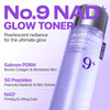 numbuzin No.9 NAD+ PDRN Glow Boosting Toner, Hydrating & Firming Toner for Wrinkles, Fine Lines & Dull Skin, Peptides & Salmon PDRN for Radiance, Korean Skincare 5.07 fl oz