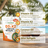 VEV Vitamin D3 K2 4,000 IU, 100 mcg MK-7, 300 Softgels with Coconut Oil, Easy to Swallow K2 D3 Vitamin Supplement, Daily Nutrient Support