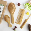 MRD Hair Brush Set Natural Bamboo Comb Paddle Detangling Hairbrush Wide-tooth and tail comb No Bristle suit for Women Men and Kids Thick/Thin/Curly/Dry Hair Gift kit