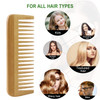MRD Bamboo Wide Tooth Comb Detangling Anti-Static Brush Natural Curly Wavy Dry Hair For Womens and Mens Hand Polished (1PCS)