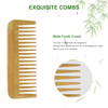 MRD Bamboo Wide Tooth Comb Detangling Anti-Static Brush Natural Curly Wavy Dry Hair For Womens and Mens Hand Polished (1PCS)
