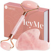 BAIMEI IcyMe Jade Roller & Gua Sha, Face Roller Redness Reducing Skin Care Tools, Self Care for Men Women, Massager for Face, Eyes, Neck, Relieve Fine Lines and Wrinkles - Rose Quartz - Pink
