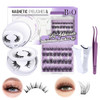 B&Qaugen Self Adhesive Eyelashes 32Pcs Magnetic Lashes 2 Pairs Reusable D Curl Lash Clusters No Glue No Remover Needed Safe Use At Home (Magnetic+Self Adhesive)