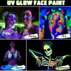 Ccbeauty 8 Colors Neon Liquid Face Paint Makeup Sweatproof Smudgeproof Waterproof Uv Eye Liner Set Glow Face Painting Kit For Adults Artist Halloween Christmas Birthday Party