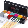 Ccbeauty Professional 12 Colors Face Body Paint Kit Oil Non Toxic High Pigment Creamy Painting Palette For Halloween Costume Fancy Sfx Cosplay Stage Makeup Set With 6 Wooden Premium Brushes Deep