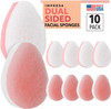 Impresa Face Scrubber Exfoliator Sponges - Regular Puff - Natural Medical-Grade Foam - 10 Pack Reusable Exfoliating Pads - Deep Cleanse & Dead Skin Removal - Normal To Oily Skin