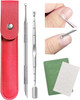 Kunshnbei Cuticle Pusher Pre-Treatment Cuticle Pusher Stainless Steel Loop Cuticle Pusher Dead Skin Fork Cuticle Nail Tool With 100#/240# Grit Nail Files And 1 Pcs Storage Bags For Salon & Home Use (2 Pack)