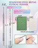 Kunshnbei Cuticle Pusher Pre-Treatment Cuticle Pusher Stainless Steel Loop Cuticle Pusher Dead Skin Fork Cuticle Nail Tool With 100#/240# Grit Nail Files And 1 Pcs Storage Bags For Salon & Home Use (2 Pack)