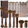 Maange 20 Pcs Makeup Brushes With Box Double-End Multi-Functional Makeup Brushes For Blending Liquid Powder Concealer Cream Blush BuffeCoffeebrown