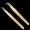 Miuffue Straight Eyelash Extension Tweezers Gold Pink Gradient Ice Crack Precision Lash Extension Isolation Tweezers For Grafting Eyelash Extension