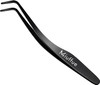 Miuffue Lash Applicator Tool Diy Eyelash Applicator Stainless Steel Curved Eyelash Tweezers For Cluster Lashes (Black)
