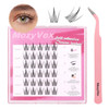 Mozyvex 48Pcs Self Adhesive Lash Clusters Reusable Diy Eyelash Extensions - D Curl 10-16Mm Pre-Glued Lash Clusters No Glue Needed Includes Lash Tweezers For 1-Step Effortless Application