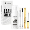 Stacy Lash Eyelash Extension Shampoo + Brush / 3.38 Fl.Oz / 100Ml / Eyelid Foaming Cleanser/Wash For Extensions & Natural Lashes/Safe Makeup Remover/Supplies For Professional & Home Use