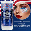Sulily Patriotic Red White And Blue Body Glitter Stick 4Th Of July Outfits For Women Kids 4Th Of July AccessoriesHair Body Face Glitter Makeup Usa Flag Chunky Sequins Glitter For Independence Day