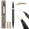 Susikeki Dual-Ended Microblading Eyebrow Pencil For Women 2 In 1 Liquid Eyebrow Pencil With Curved Tip And 4D Brow-Fection Microblading Pen Shaped Fill Hairlike Waterproof Lasting Eyebrows 02 Brown