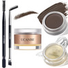 Ucanbe Waterproof Eyebrow Gel + Eyebrow Styling Wax 2 In 1 Makeup Kit With 2 Pcs Dual-Ended Adjustable Freely Eyebrow Brush Makeup Long Lasting Eyebrows (01 Gel/Brown Pomade Standard)