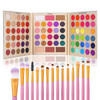 Ucanbe Professional 86 Colors Eyeshadow Palette With 15Pcs Makeup Brushes Set Matte Glitter Long Lasting Highly Pigmented Waterproof Contour Blush Powder Highlighter All In One
