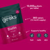 Biotin Hair Growth Supplement - 1 Year Supply High Strength Biotin 10000mcg Per Tablet Hair Skin and Nails Vitamins for Women & Men 365 Vegan Biotin Tablets - Easy to Swallow UK Made Hair Vitamins