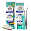 GuruNanda Hydroxyapatite Toothpaste, SLS & Fluoride Free, Whitening Toothpaste with Tongue Scraper & Squeezer - Freshens Breath, Fights Plaque - Natural CocoMint Jasmine Neem, 4.2oz